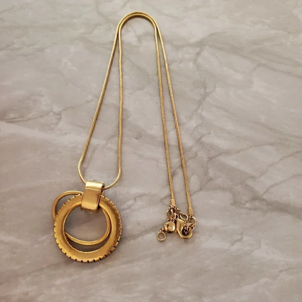 ✨ J.Crew snake Chain Rhinesontes Crystals Hoops Pendant Statement Necklace ✨